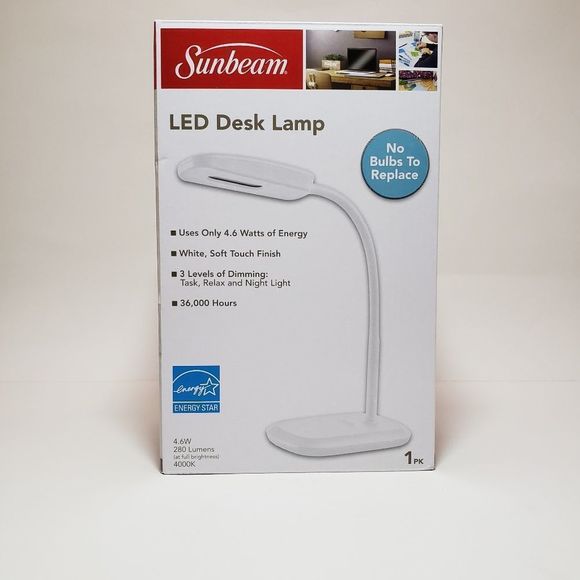 Sunbeam Office New Sunbeam Flexible Neck Led Desk Lamp White Poshmark